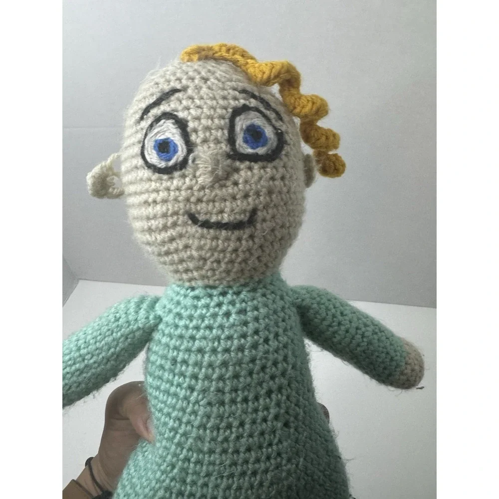 crochet doll of JJ from the children's‎ cartoon Cocomelon.